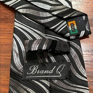 Brand Q Black and Gray Striped Tie